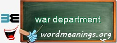 WordMeaning blackboard for war department
